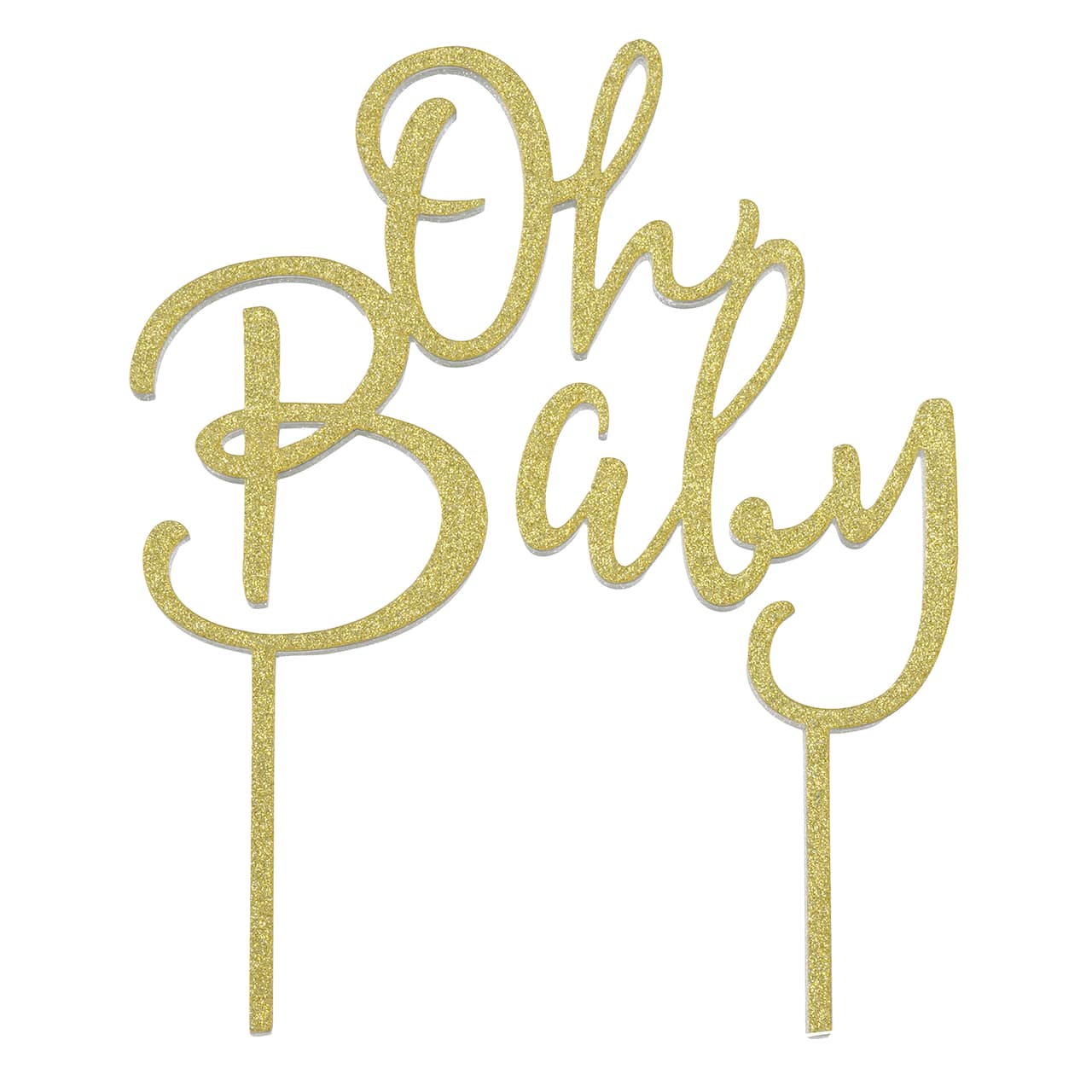 12 Pack: Gold Glitter Oh Baby Cake Topper by Makery®